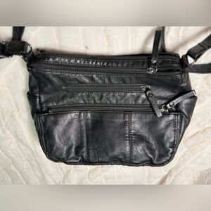 Sleek Multi-Zip Compartment Crossbody Shoulder Bag